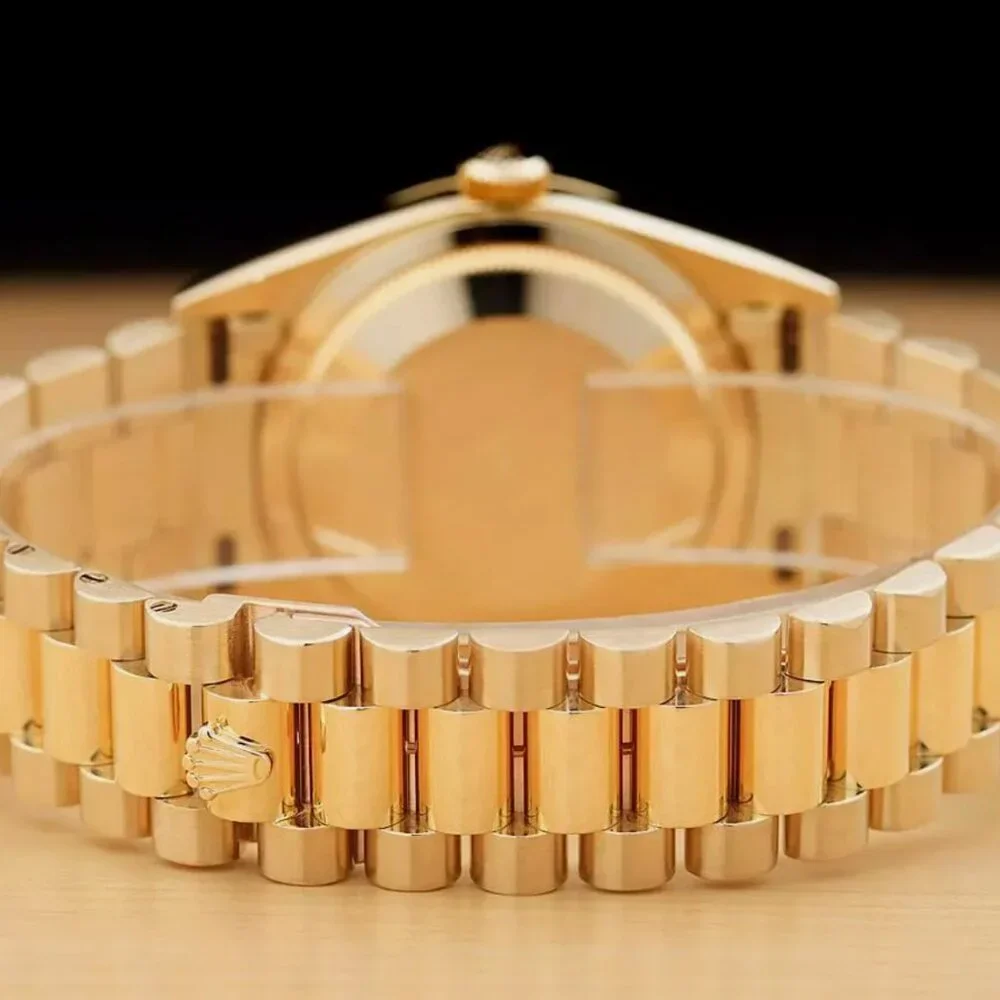 ROLEX MENS DAY-DATE CREAM DIAMOND DIAL 18K GOLD PRESIDENT WATCH BOX TAG